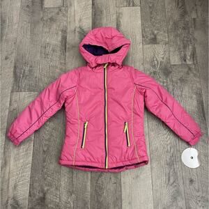 Mint Girl Purple Pink Puffer Jacket Coat L 12/14 Full Zip Hooded Winter